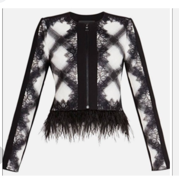 BCBGMaxAzria Jackets & Blazers - BCBGMaxazria ostrich feather trim Jacket